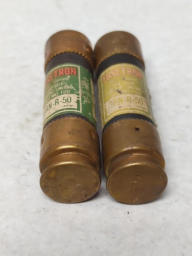 Used COOPER BUSSMANN,FRN-R-50,FUSETRON 50 AMP FUSE LOT OF 2 PRE-OWNED