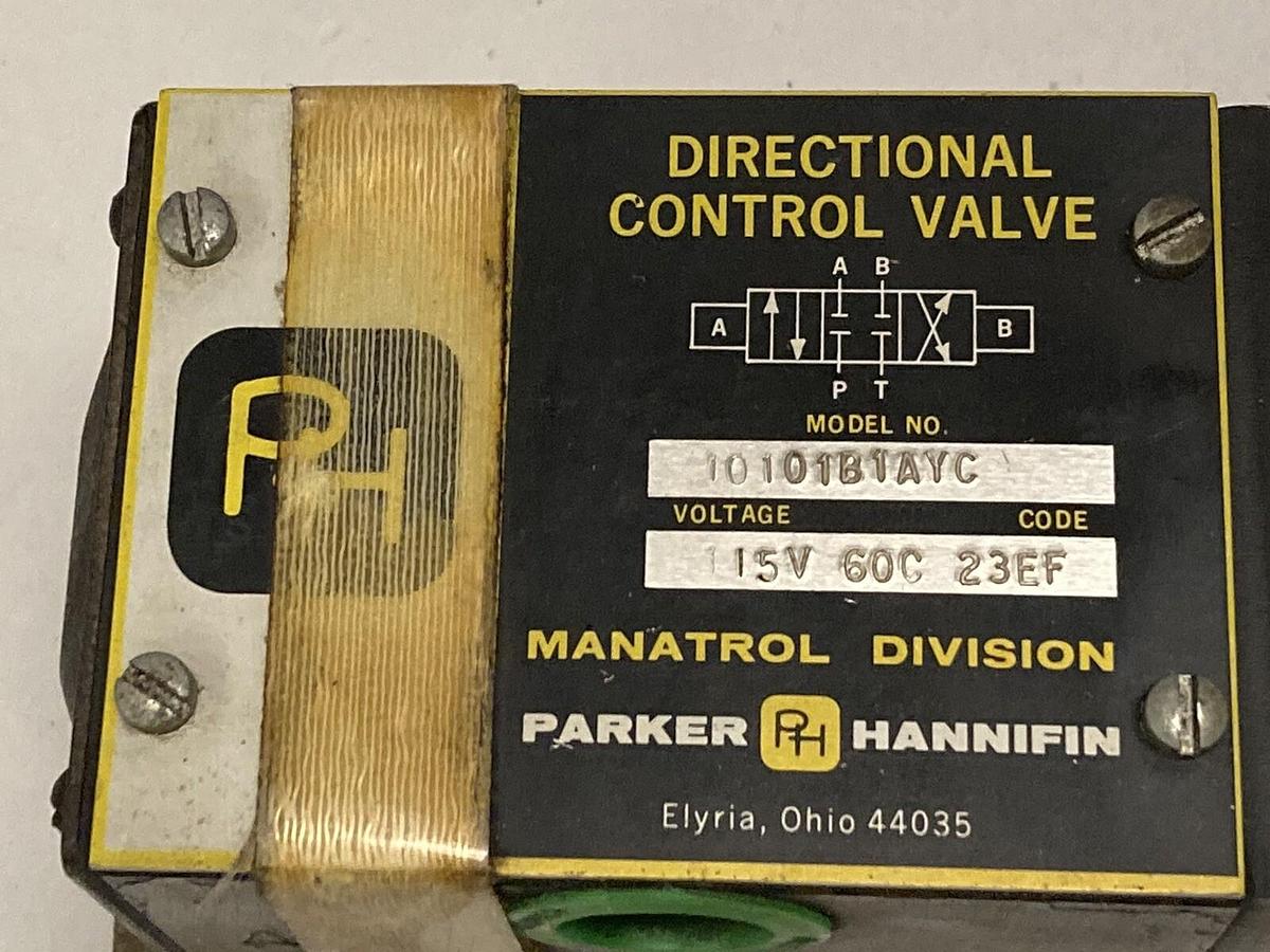 Used Parker Hannifin,10101B1AYC,Directional Control Valve 115V 60C 23EF