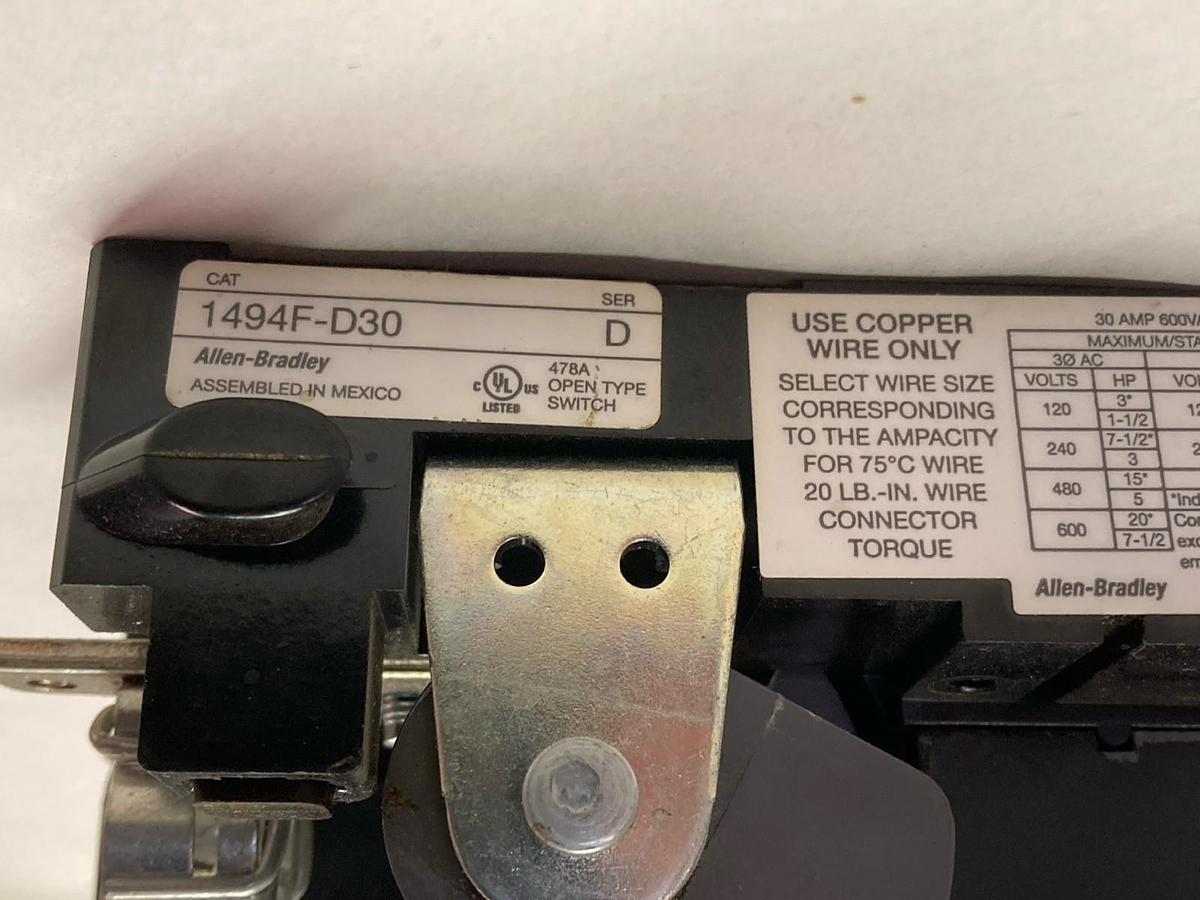 Allen Bradley,1494F-D30,Mounted Disconnect Switch Ser D