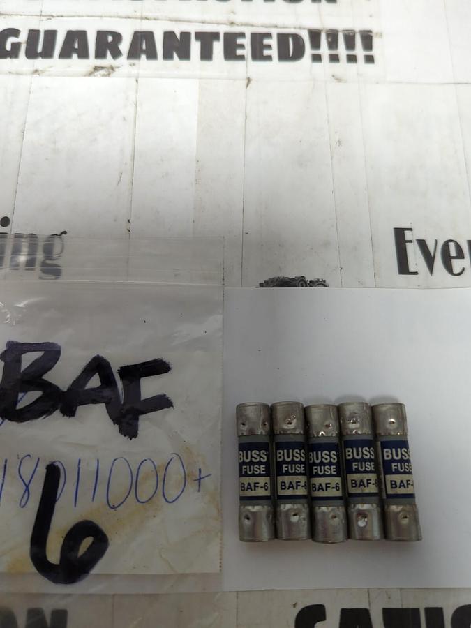 COOPER BUSSMANN,BAF-6,FUSES 6 AMP LOT OF 5 NOS
