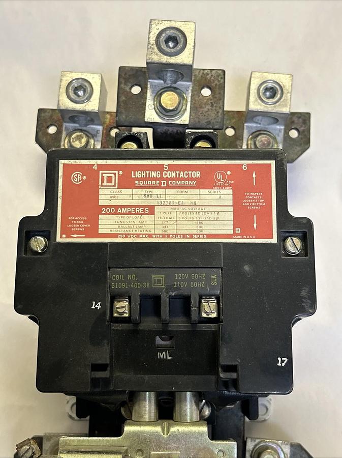 Used SQUARE D,8903SV011,LIGHTING CONTACTOR 200A 600V
