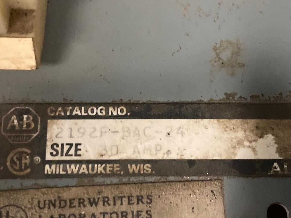 Used Allen Bradley,2100 2192F,60 Amp 12 INCH Fused MCC Disconnect Feeder Bucket