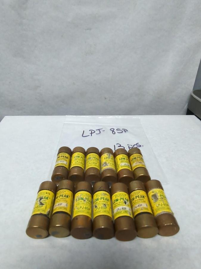 Used COOPER BUSSMANN,LPJ-8SP,LOW-PEAK 8 AMP FUSE LOT OF 13 PRE-OWNED