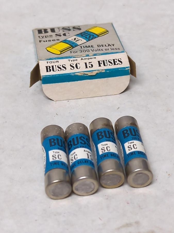 COOPER BUSSMANN,SC-15,TIME-DELAY 15 AMP FUSES BOX OF 4 NOS