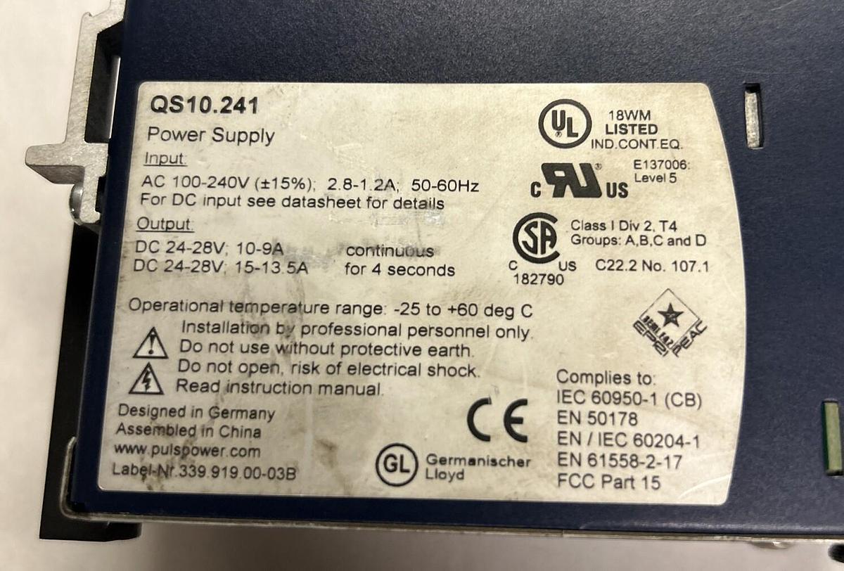 Used PULS,QS10.241,POWER SUPPLY