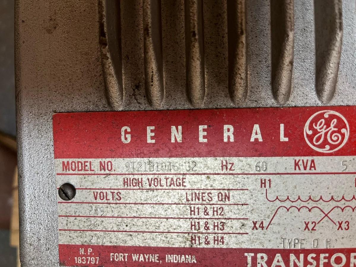 Used GE,G9T1B1046G2,TRANSFORMER 5KVA HV 277V LV 120/240V