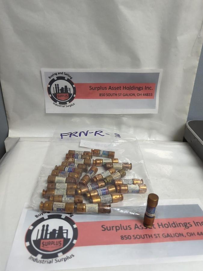Used COOPER BUSSMANN,FRN-R-3,FUSETRON 3 AMP FUSE LOT OF 24 PRE-OWNED
