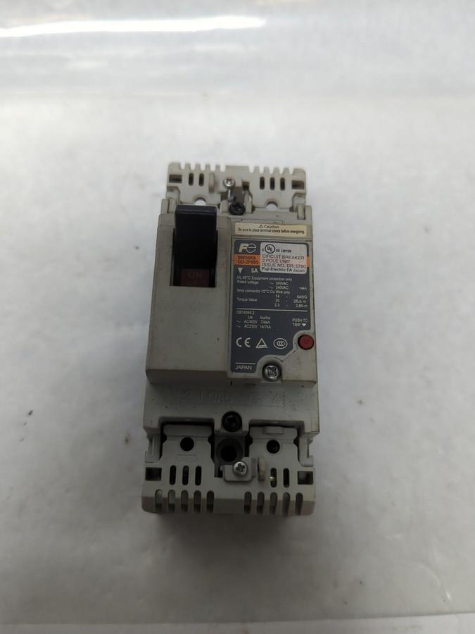 Used FUJI,BW50RAGU-2P005,CIRCUIT BREAKER 5 AMP 2-POLE PRE-OWNED