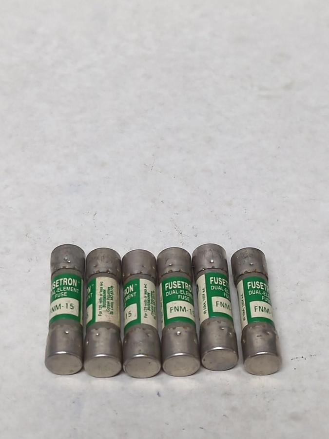 COOPER BUSSMANN,FNM-15,FUSETRON 15 AMP FUSE LOT OF 6 NOS