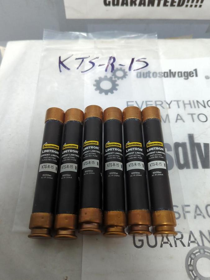 COOPER BUSSMANN,KTS-R-15,LIMITRON 15 AMP FUSES LOT OF 6 NOS