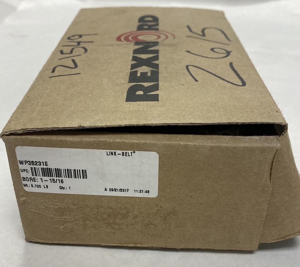 Used REXNORD,WP3S231E,PILLOW BLOCK BALL BEARING 1-15/16 NEW