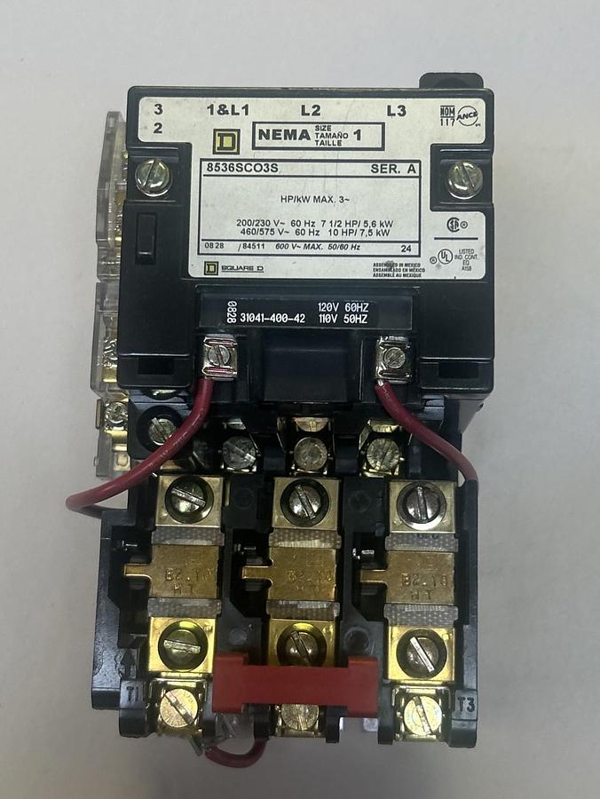 Used SQUARE D,8536SCO3S,SIZE 1 STARTER 110/120V COIL