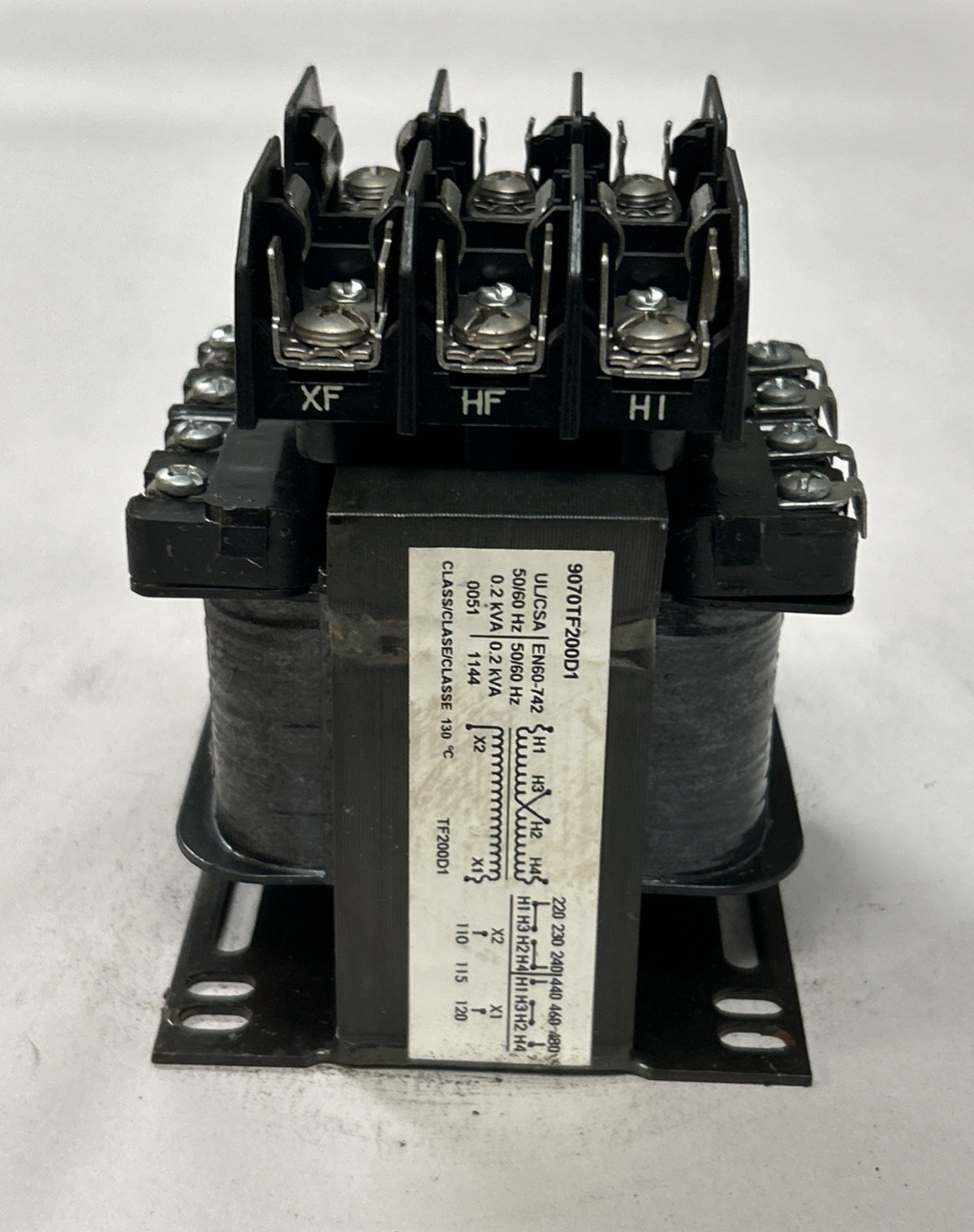 Used SQUARE D,9070TF200D1,CONTROL TRANSFORMER 0.2KVA 240/480V