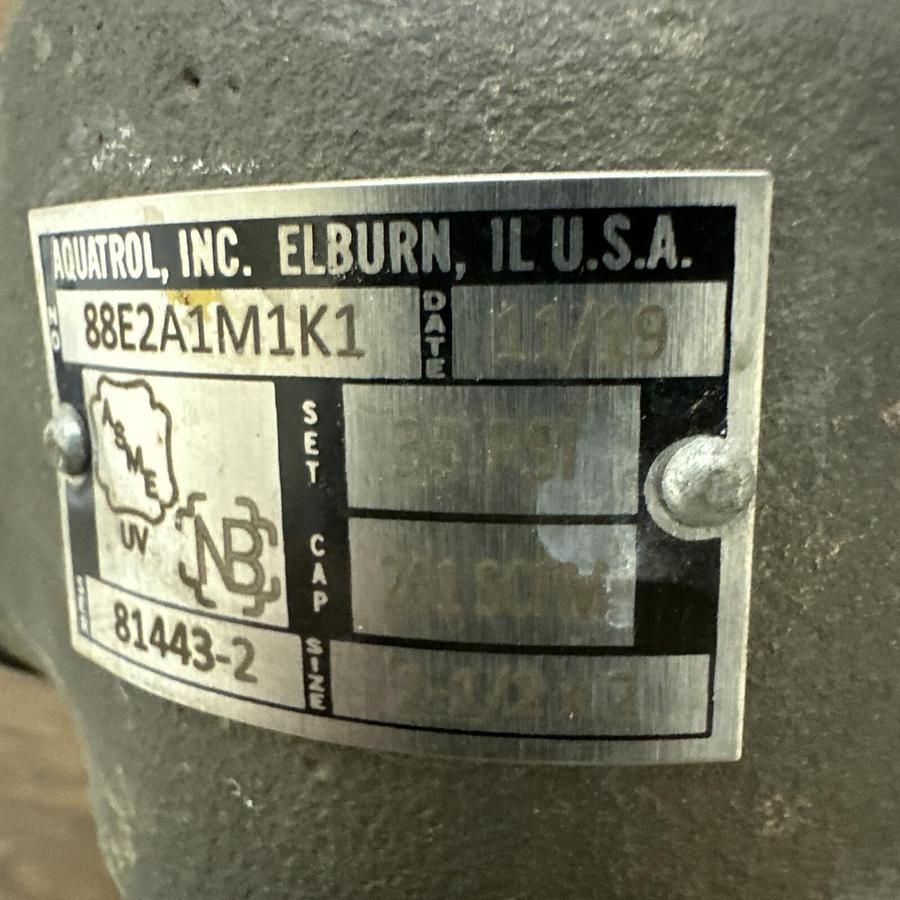 Used Aquatrol,88E2A1M1K1,Safety Relief Valve 1 1/2" X 2" 35psi