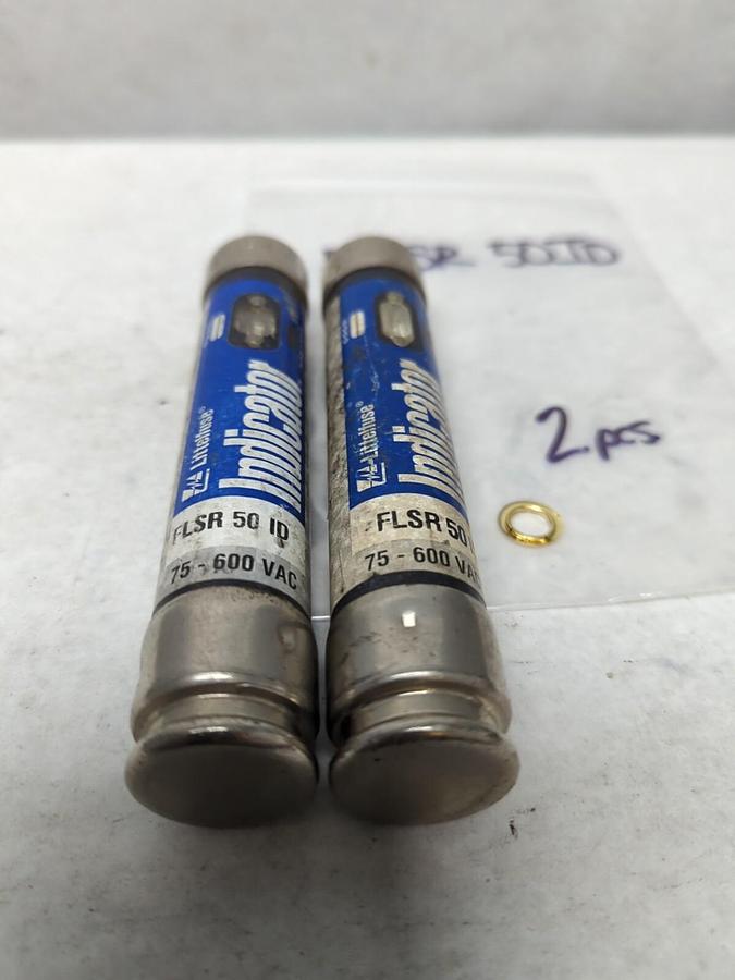 Used LITTELFUSE,FLSR50ID,INDICATOR 50 AMP FUSE LOT OF 2 PRE-OWNED