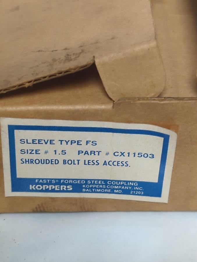KOPPERS,CX11503,TYPE FS COUPLING SLEEVE SIZE 1.5 NOS