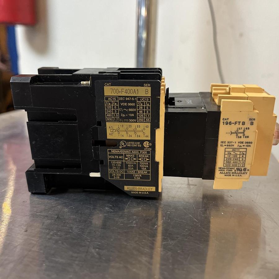 Used ALLEN BRADLEY,700-F400A1,SER B CONTACTOR 120V COIL 196-FTB