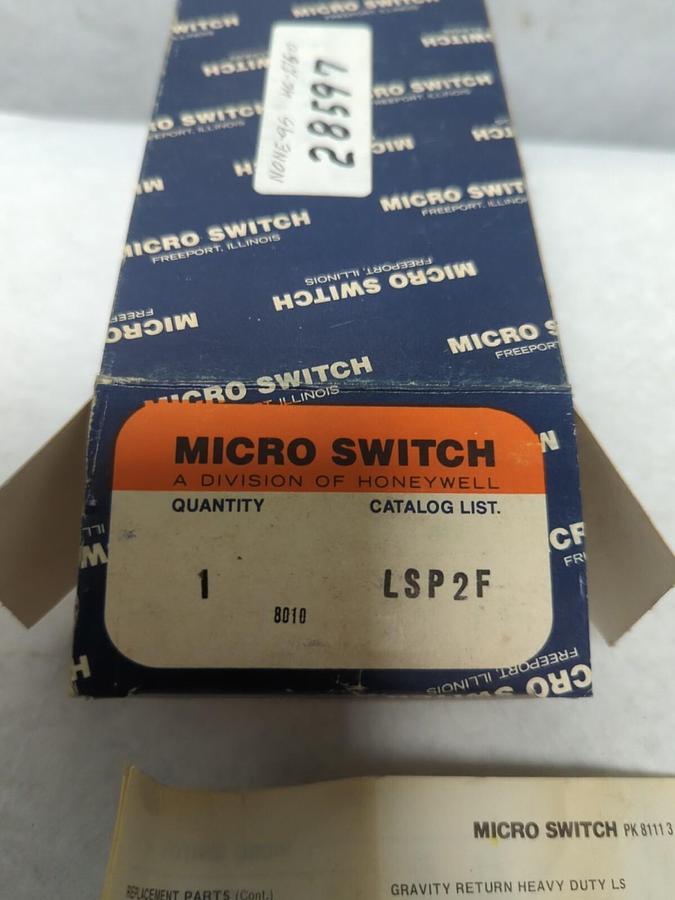 MICRO SWITCH,LSP2F,LIMIT SWITCH 10 AMP 600 VAC NEMA B600 NOS