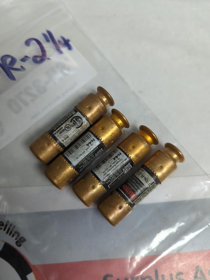 Used COOPER BUSSMANN,FRN-R-2-1/4,FUSETRON 2-1/4 AMP FUSE LOT OF 4 PRE-OWNED