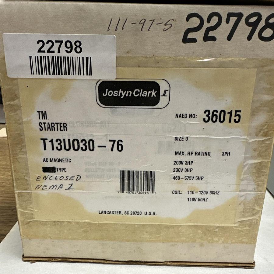 Joslyn Clark,T13U030-76,Size 0 18 Amp Motor Starter w/Enclosure