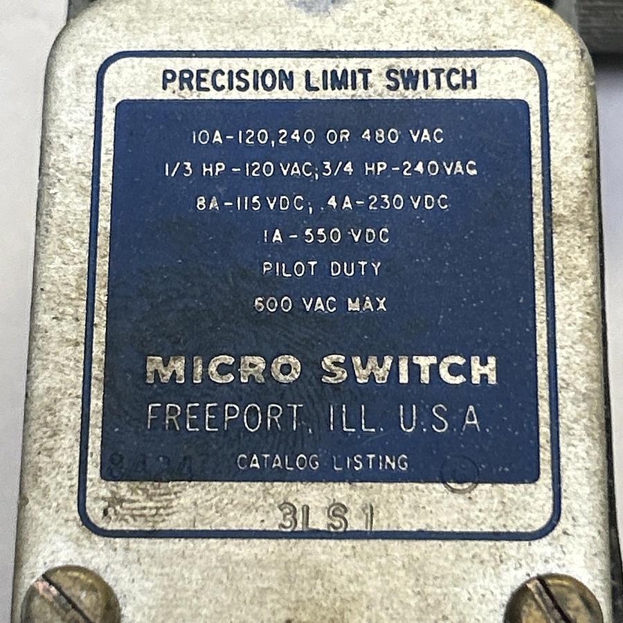 Used HONEYWELL MICRO SWITCH,3LS1,PRECISION LIMIT SWITCH