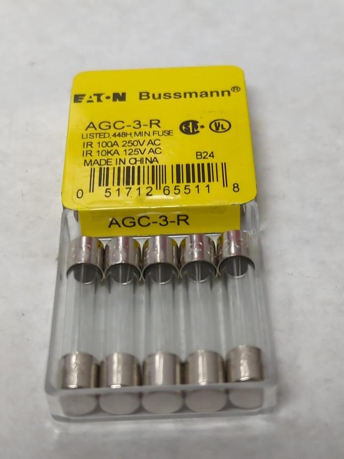 COOPER BUSSMANN,AGC-3-R,FAST ACTING 3 AMP FUSE PACK OF 5 NOS