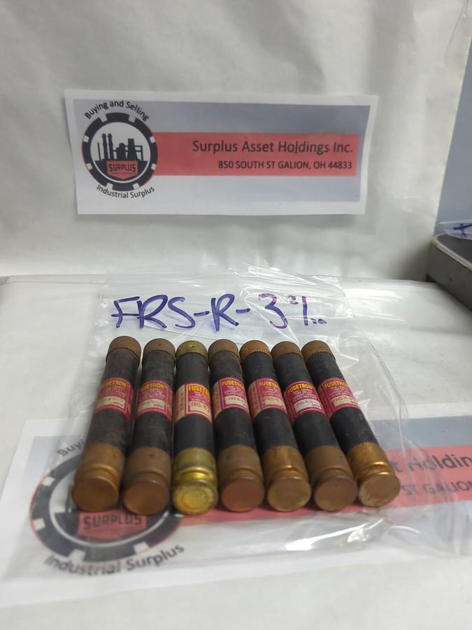 Used COOPER BUSSMANN,FRS-R-3-2/10,FUSETRON 3-2/10 AMP FUSE LOT OF 7 PRE-OWNED