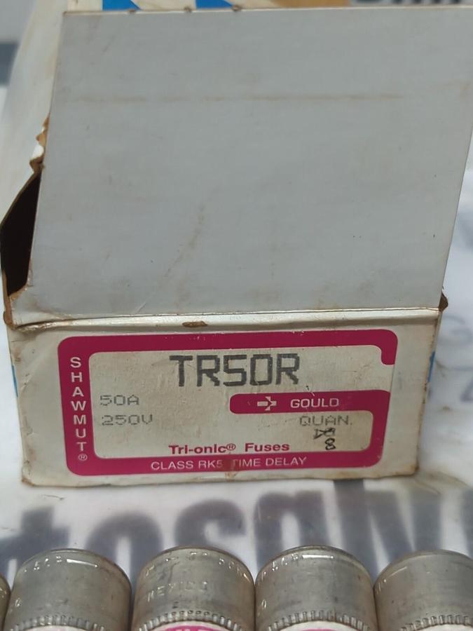 GOULD SHAWMUT,TR50R,TRI-ONIC 50 AMP FUSES BOX OF 8 NOS