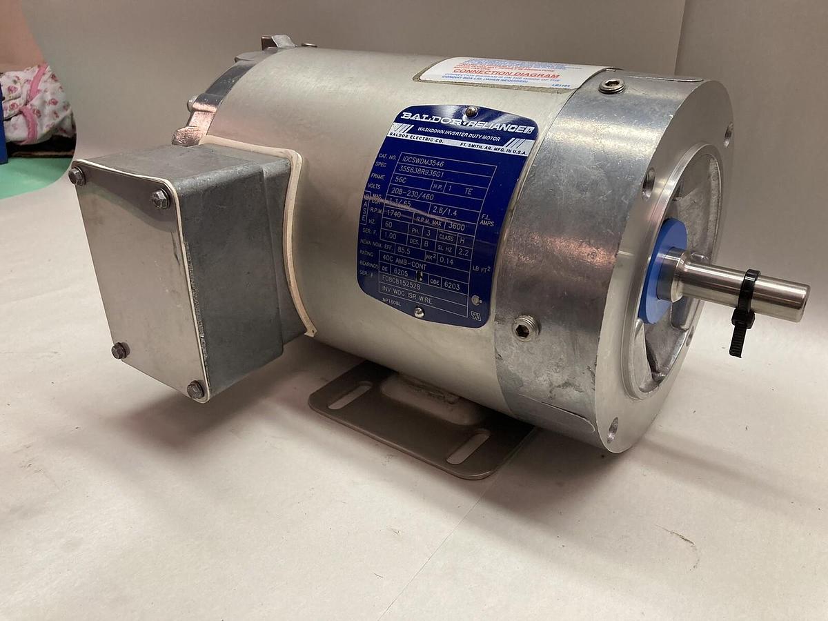 Baldor Reliance,IDCSWDM3546,1 HP Wash Down Inverter Duty Motor 3PH 208-230/460V
