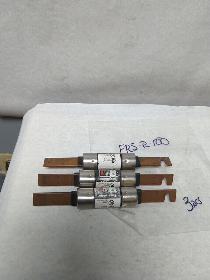 Used COOPER BUSSMANN,FRS-R-100,FUSETRON 100 AMP FUSE LOT OF 3 PRE-OWNED