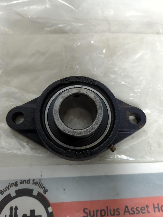 Used UNBRANDED,RAK FL208,TWO BOLT FLANGE BEARING WITH LOCKING COLLAR PRE-OWNED