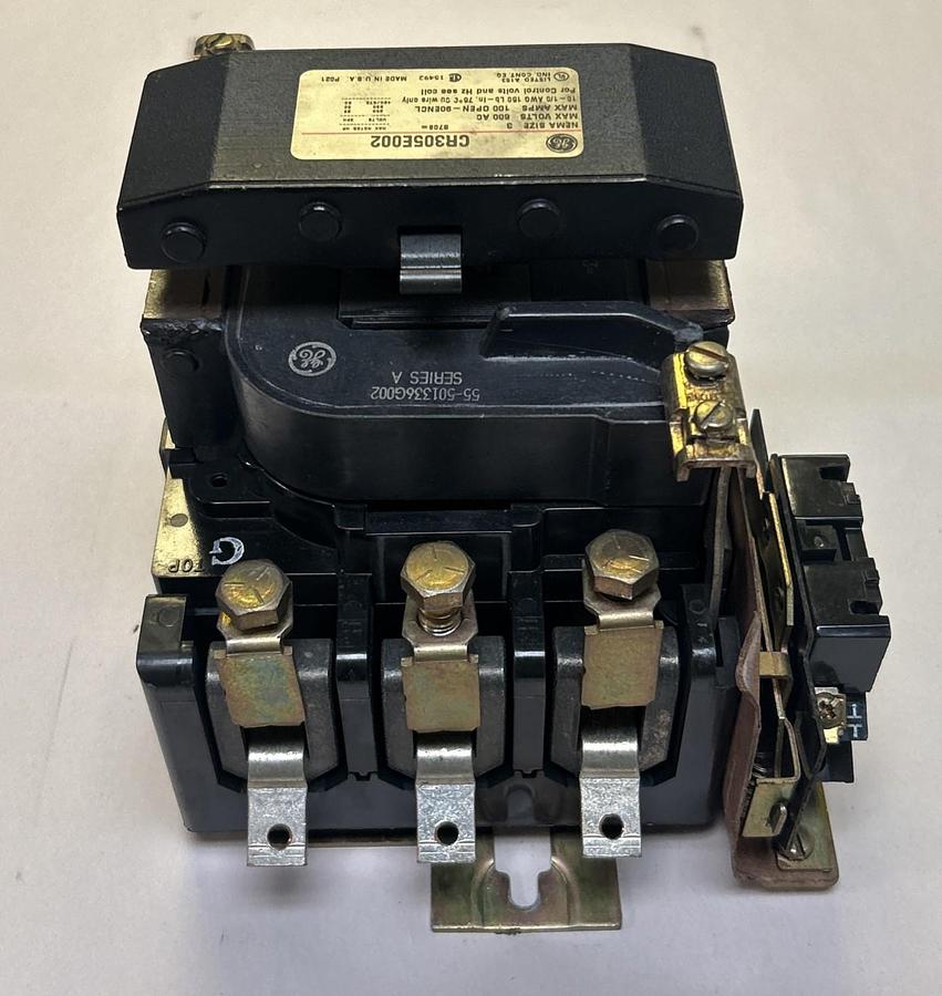 Used GENERAL ELECTRIC,CR305E002,SIZE 3 CONTACTOR 100A 600V