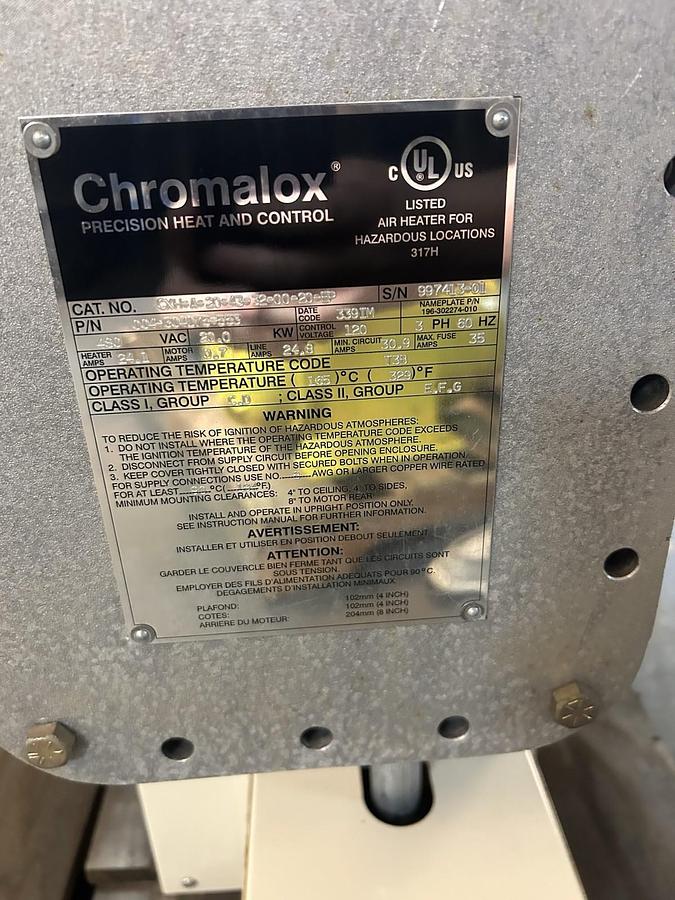 CHROMALOX,CXH-A-20-43-32-00-20-EP,EXPLOSION PROOF HEATER 20KW 480V 3PH