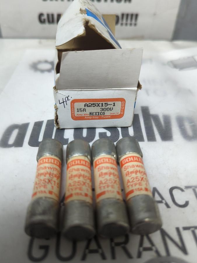 GOULD SHAWMUT,A25X15-1,AMP-TRAP 15 AMP FUSES BOX OF 4 FUSES NOS