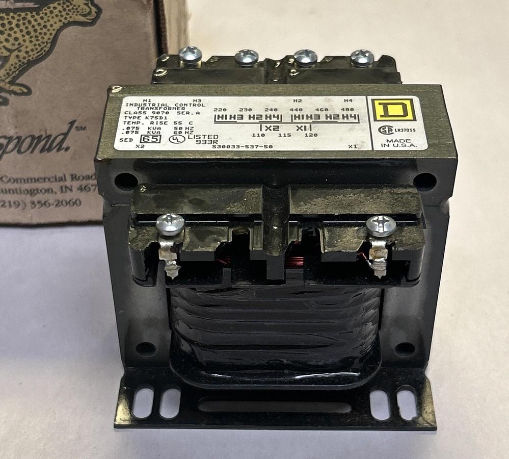 SQUARE D,9070K75D1,INDUSTRIAL CONTROL TRANSFORMER NOS