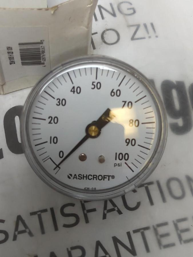 ASHCROFT,25W1005 (H02B),PRESSURE GAUGE 2-1/2 IN FACE 1/4 IN NPT 0/100PSI NOS