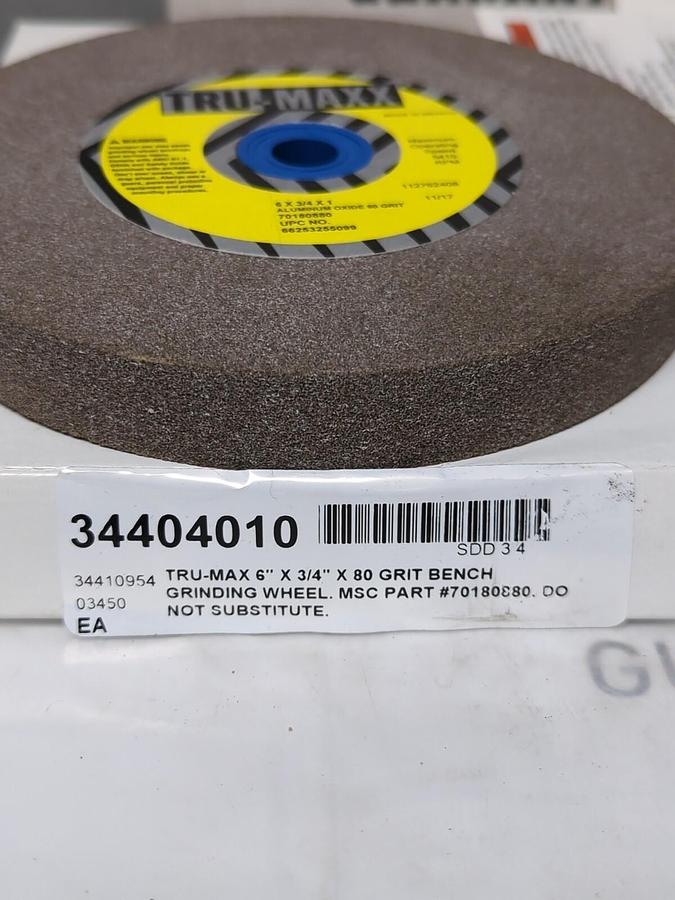 TRU-MAX,NA,BENCH&PEDESTAL GRINDING WHEEL 6IN DIA 3/4IN THICK 1NCH HOLE LOT OF 2