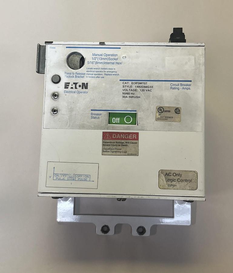 Used EATON,EOPEMT07,MOTOR OPERATOR 1492D94G33 120V