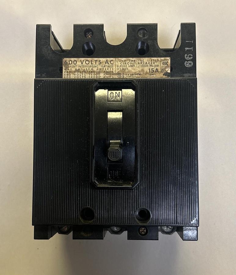 Used ITE,EF3-B015,CIRCUIT BREAKER 15A 600V 3P