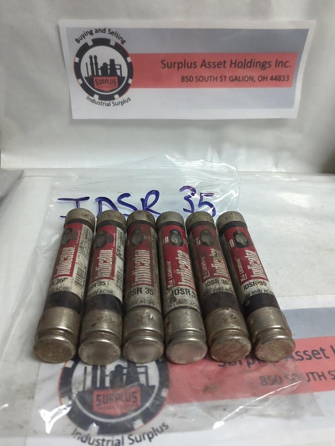 Used LITTELFUSE,IDSR35,INDICATOR FUSE 35 AMP LOT OF 6 PRE-OWNED