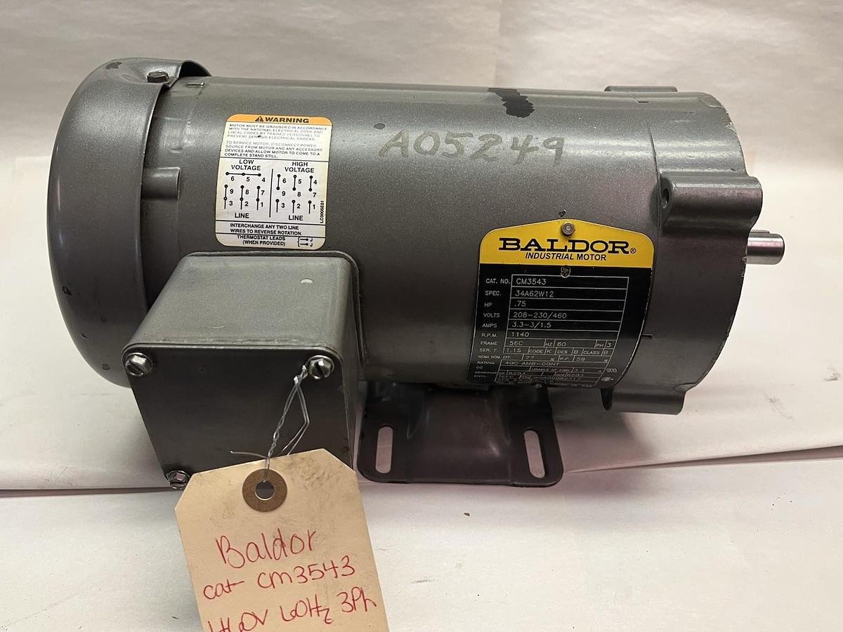 Used BALDOR,CM3543,MOTOR 3/4HP 1140RPM 56C 3PH