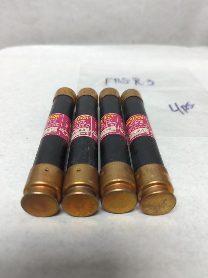 Used COOPER BUSSMANN,FRS-R-3,FUSETRON 3 AMP FUSE LOT OF 4 PRE-OWNED