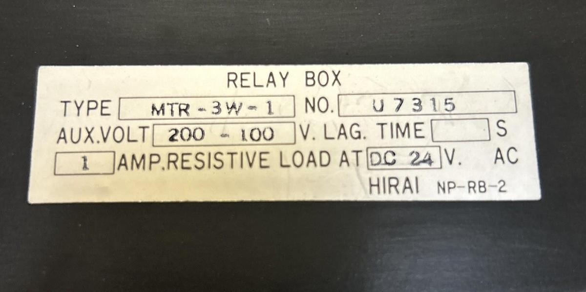 Used HIRAI,MTR-3W-1,RELAY BOX