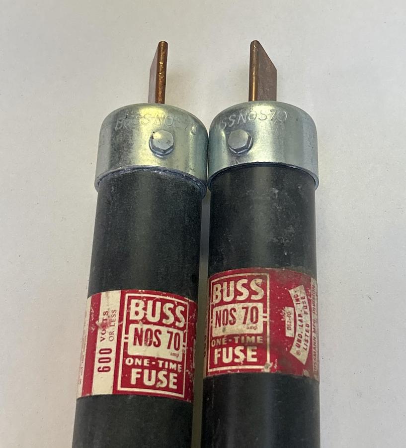 Used BUSSMANN,NOS70,FUSE 70A 600V LOT OF 2