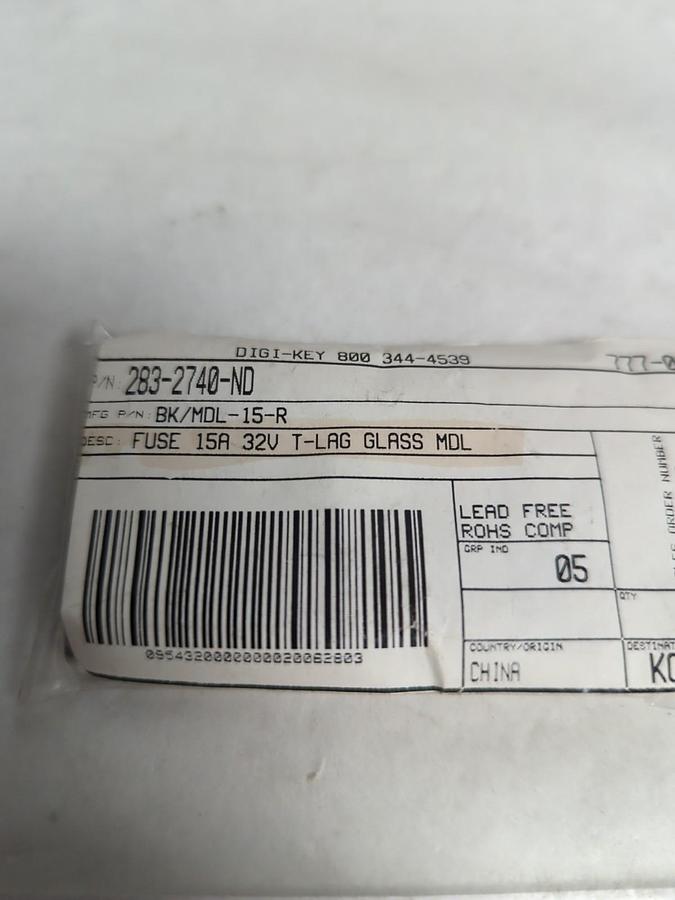 BUSSMANN,BK/MDL-15R,FUSE LOT OF 20 PCS NOS