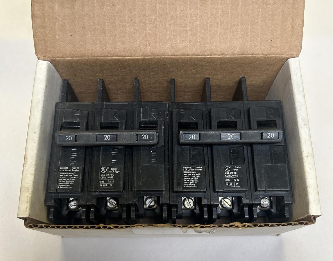 Used ITE,BQ3B020,CIRCUIT BREAKER 20A 240V 3P LOT OF 2