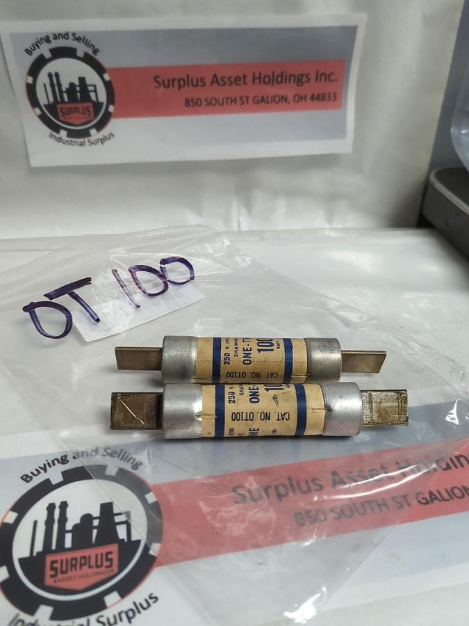 Used SHAWMUT,OT100,ONE-TIME 100 AMP FUSE LOT OF 2 PRE-OWNED