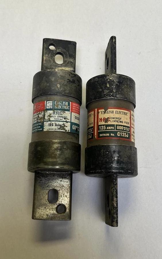 Used ENGLISH ELECTRIC,C125J,ENERGY LIMITING FUSE 125A 600V LOT OF 2