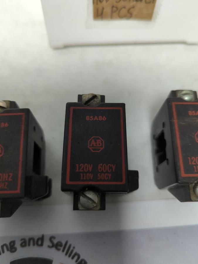 Used ALLEN-BRADLEY,85A86,COIL 120V 60HZ/CY 110V 50HZ/CY LOT OF 4 PRE-OWNED
