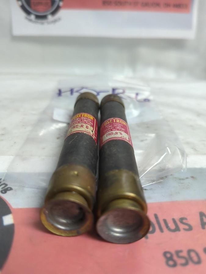 Used COOPER BUSSMANN,FRS-R-6,FUSETRON 6 AMP FUSE LOT OF 2 PRE-OWNED